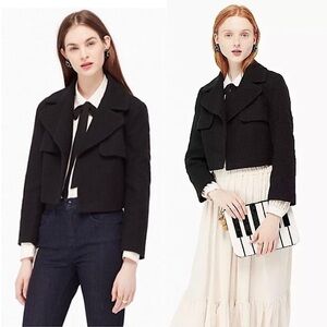SOSKEN Storm Flap Texture Knit Cutout Detail Cropped Trench Blazer Moto Jacket M